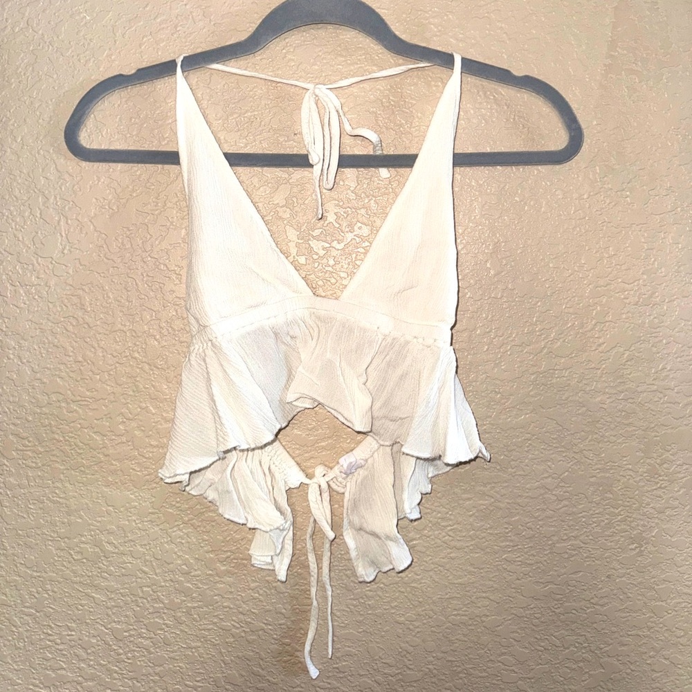 White flowy crop top